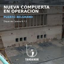 Puerto Belgrano suma capacidad operativa con una nueva compuerta flotante en su dique seco