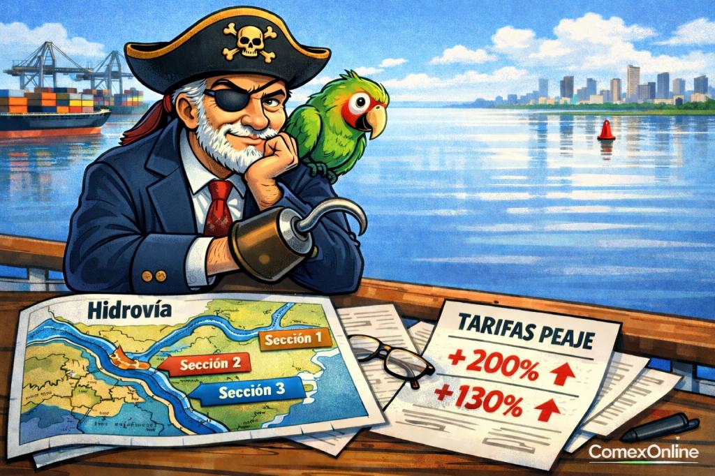 Morgan, apoyado en la baranda, el Río de la Plata planchado como una mesa de negociación