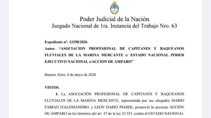 La Justicia frenó la aplicación de la reforma laboral para capitanes y baqueanos fluviales