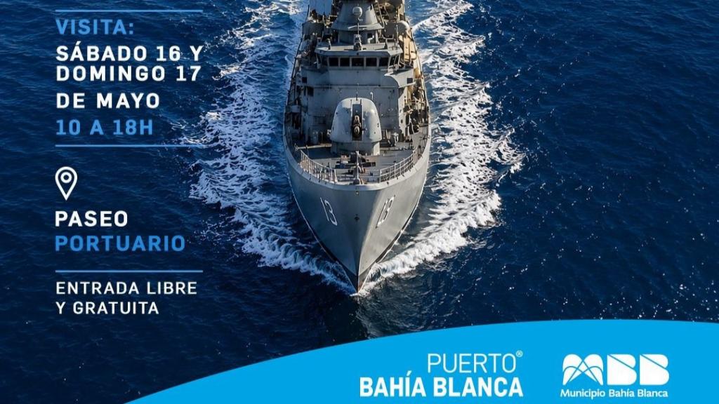 El destructor ARA Sarandí abre sus puertas en el Puerto Bahía Blanca