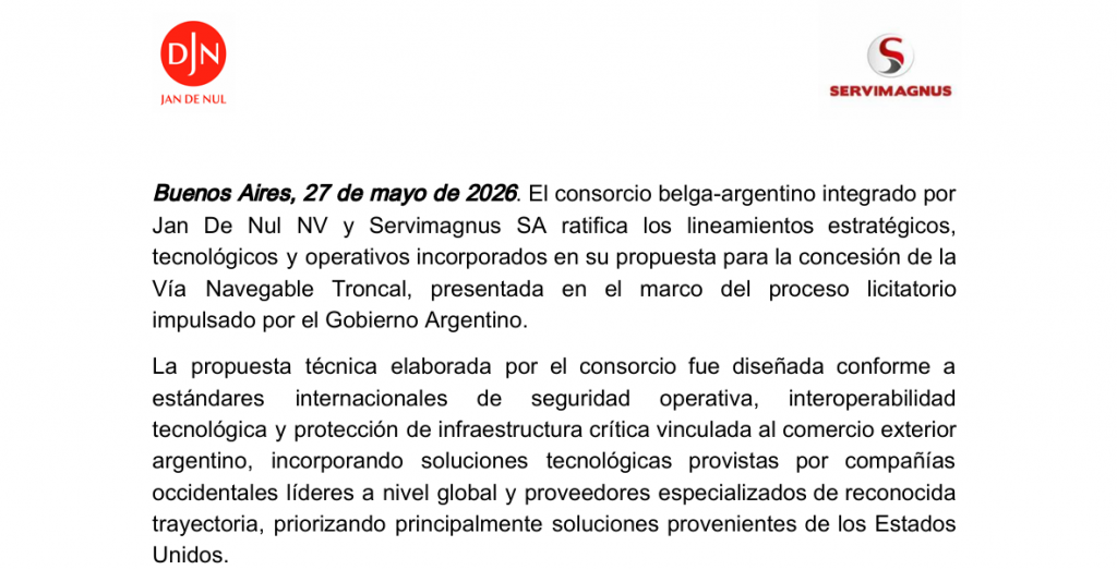 Hidrovía: Jan De Nul refuerza su alineamiento occidental y descarta vínculos chinos en su propuesta