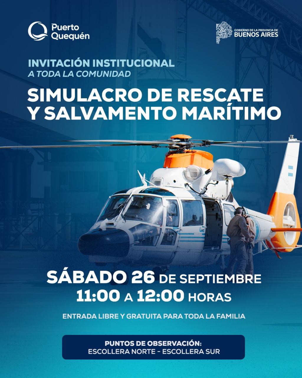 Puerto Quequén realizará un simulacro de rescate y salvamento marítimo junto a Prefectura